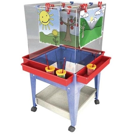 Manta Ray Manta Ray S13830 Blue Frame Four Station Easel With Mega-tray S13830